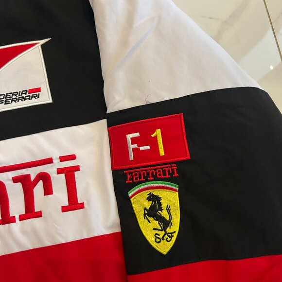Ferrari F1 Racing Jacket Tri Colour â Vintage Embroidered Bomber - Picture 3 of 7